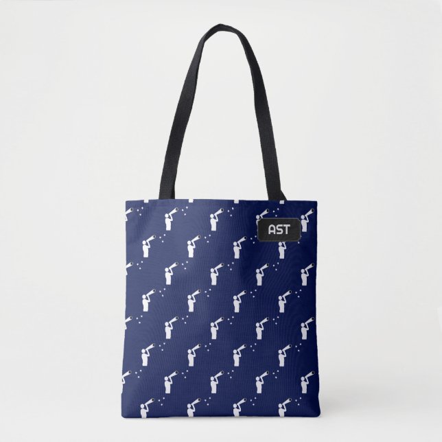 Tote Bag Stargazing avec astronomie télescope - initiales p (Devant)