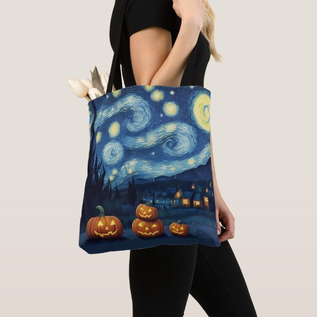 Tote Bag Starry Night Van Gogh Halloween (De près)