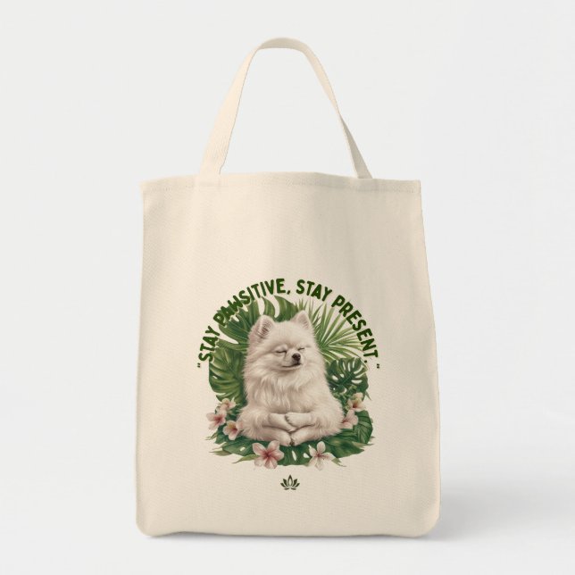 Tote Bag Stay Pawsitive Meditating Dog  (Devant)