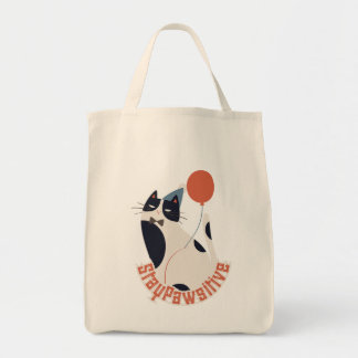 Tote Bag Stay Pawsitive Tuxedo Cat Birthday Party Grocery 