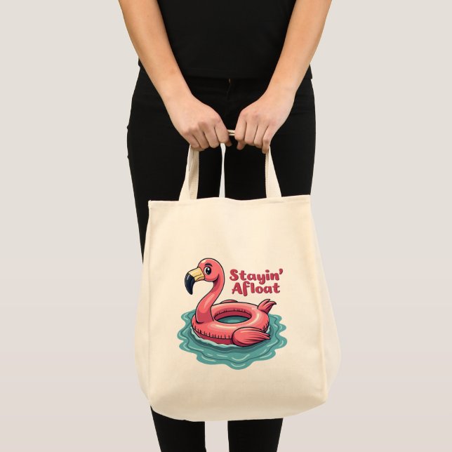 Tote Bag Stayin’ En Mer Funny Flamant rose Pool Flottant Re (Devant (produit))