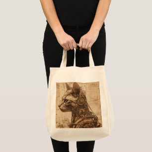 Tote Bag Steampunk Cat Retro