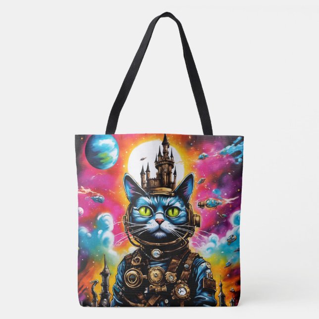 Tote Bag Steampunk Space Cat II (Devant)