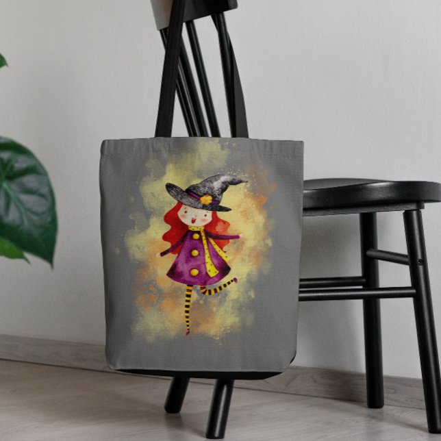 Tote Bag Stellalunarts Halloween sorcière mignonne fille (Stellalunarts' cute Halloween witch designs, be stylish with this elegant shopping bag!)