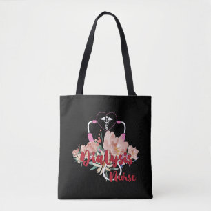 Tote Bag Stethoscope Avec Fleurs Dialyse Infirmière Infirmi