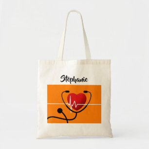 Tote Bag Stéthoscope, coeur et infirmière d'ECG