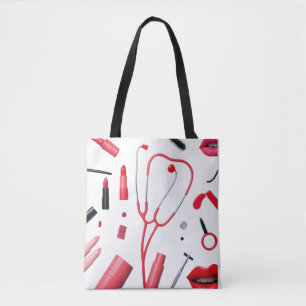 Tote Bag Stéthoscope et maquillage