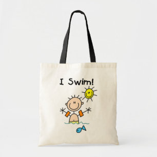 Tote Bag Stick Figure Boy I Swim