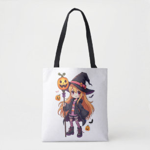 Tote Bag Sticker fille de sorcière d'Halloween mignonne