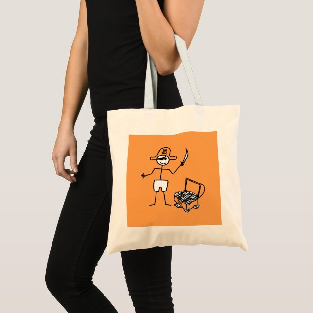 Tote Bag Stickman Pirate Avec Poitrine Au Trésor (Devant (produit))