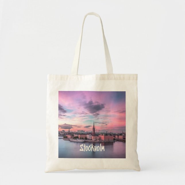 Tote Bag Stockholm Capital of Sweden Night Skyline (Devant)
