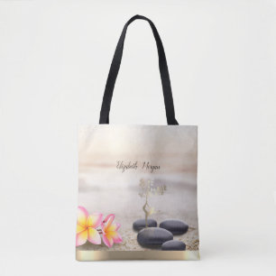 Tote Bag Stones Zen, Fleurs, Arbre d'or femmes Silhouette