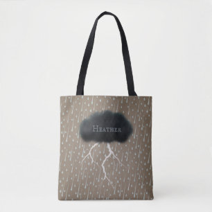 Tote Bag Stormy Day Thunder Cloud & Rain Customisé Brown