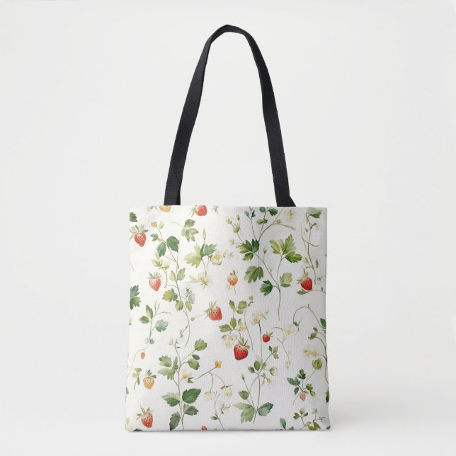 Tote Bag Strawberries Leaves Garden (Devant)