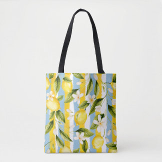 Tote Bag Stripes and Lemons 
