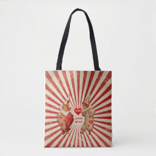 Tote Bag Stripes et Clowns Vintages de Saint-Valentin au co