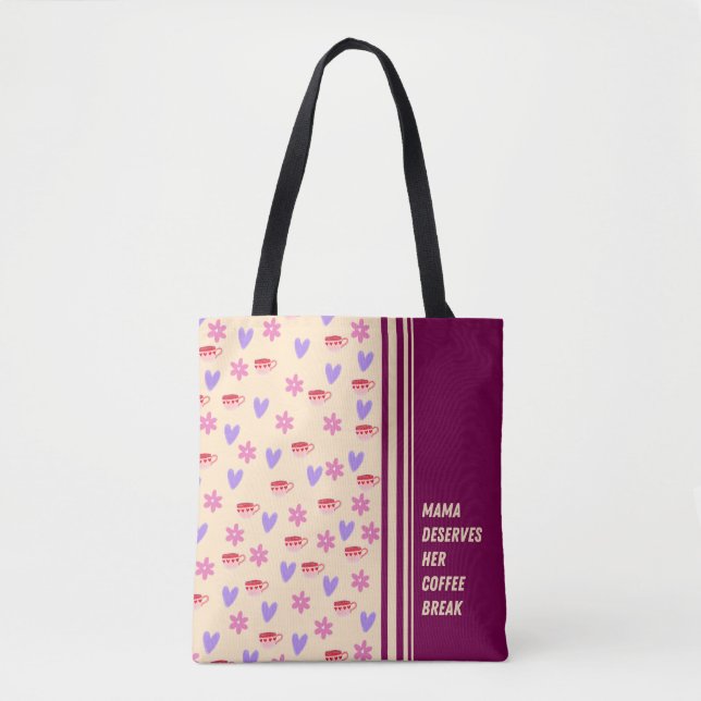 Tote Bag Stripes Feminine Mama Coffee Break Art (Devant)