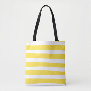Tote Bag Stripes inégales - Citron jaune et blanc