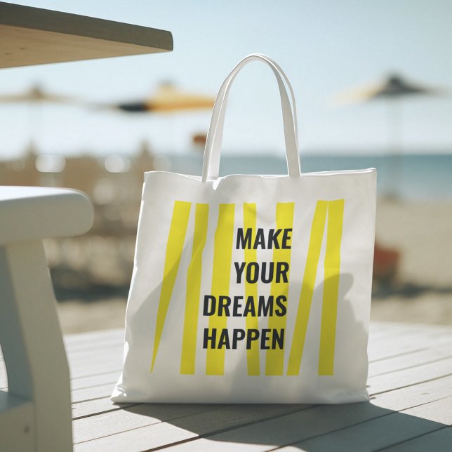 Tote Bag Stripes Jaunes Modernes & Faites Votre Rêve (Créateur téléchargé)