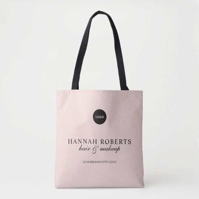 Tote Bag Studio de coiffure et de maquillage à logo script  (Devant)