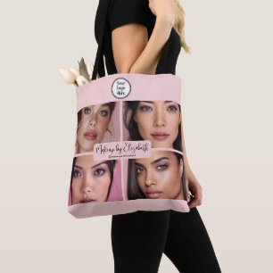 Tote Bag Studio de Maquillage Rose Pâle Script 4 Photo Votr