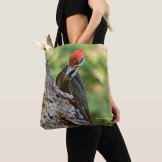 Tote Bag Stunning Portrait of Pileated Woodpecker on Tree