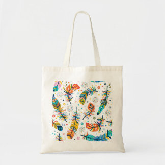 Tote Bag Style Boho, motif en plumes sans soudure.
