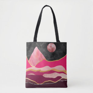 Tote Bag Style captivant Paysage de montagne abstrait rose