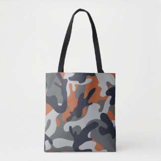 Tote Bag Style de camouflage orange, noir et gris