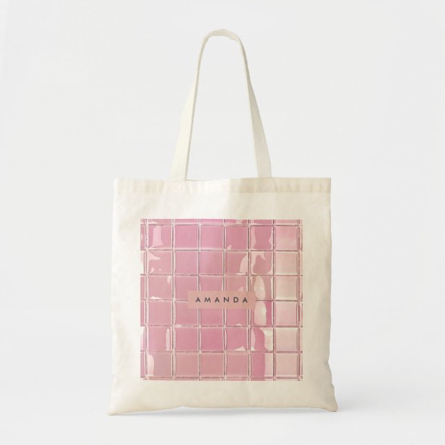 Tote Bag Style de carreau de verre rose personnalisé (Devant)
