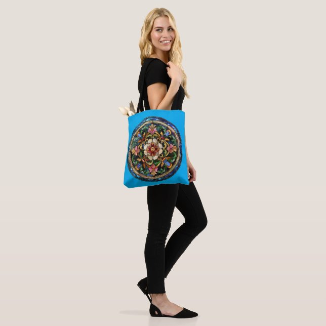 Tote Bag Style de verre à tôle fleurie (Sur le modèle)