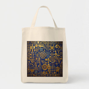 Tote Bag Style Klimt Bleu+Or Renaissance Égyptienne