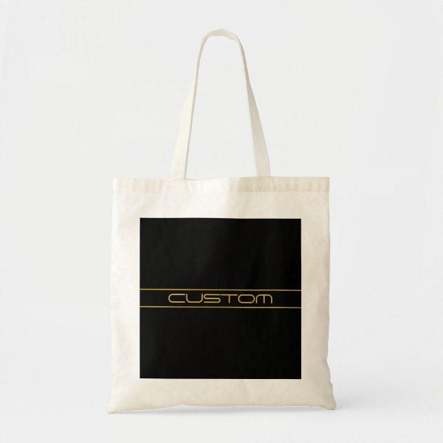 Tote Bag Style moderne et modifiable Texte Or & Grilles (Devant)