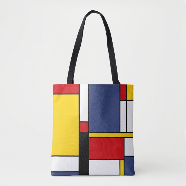 Tote Bag Style Mondrian Design d'art Abstrait moderne (Devant)