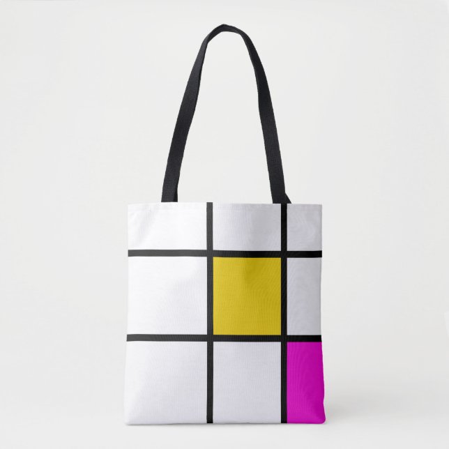 Tote Bag Style Mondrique Rose Jaune (Devant)