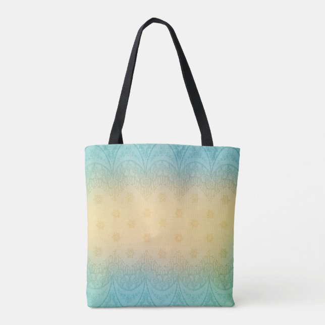 Tote Bag Style romantique turquoise et jaune pastel (Dos)