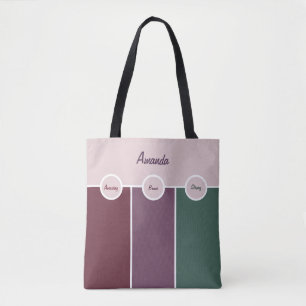 Tote Bag Style vert mauve simple et graphique