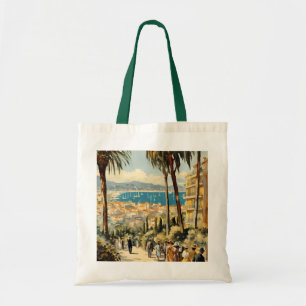 Tote Bag Style vintage Cannes Français Aquarelle
