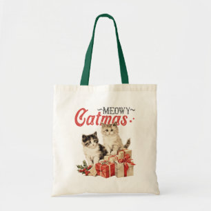 Tote Bag Style vintage Meowa Catmas Chat Noël