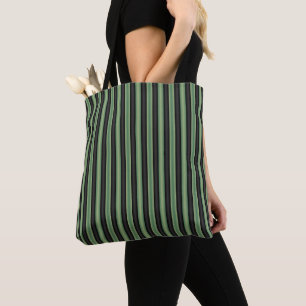 Tote Bag Style Vintage Olive Sage Vert noir 3D rayé