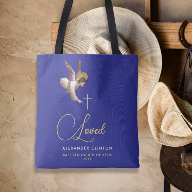 Tote Bag Stylish Royal Blue Guardian Angel Bénédictions Foi (Créateur téléchargé)