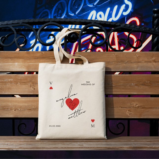 Tote Bag Stylish Script Heart Casino Vegas Wedding Favor (Créateur téléchargé)