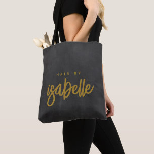 Tote Bag Styliste minimaliste des cheveux Gold Script noir