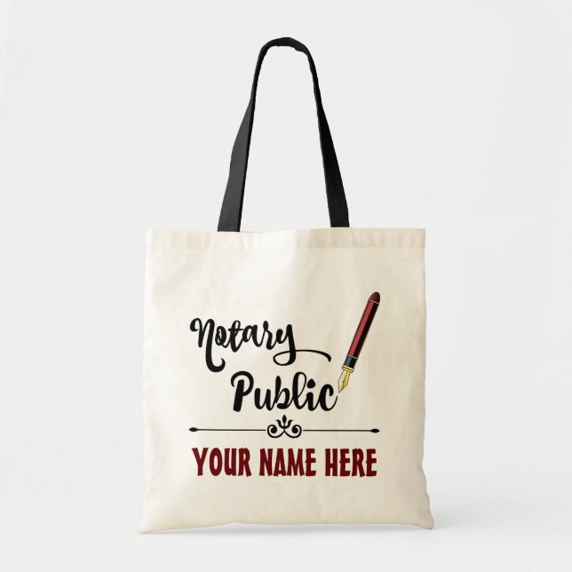 Tote Bag Stylo à encre customisé Notaire Public Bourgogne (Devant)
