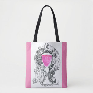 Tote Bag Stylo et encre de coupe de vin sur aquarelle