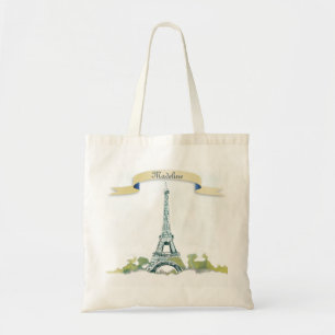 Tote Bag Stylo Tour Eiffel et croquis d'encre Personnalisez