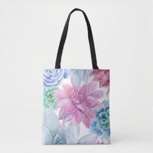 Tote Bag Succulents Moderne Chic Fiesta Jardin Floral Blanc