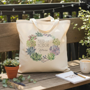 Tote Bag Succulents Wreath Maid of Honor ID517