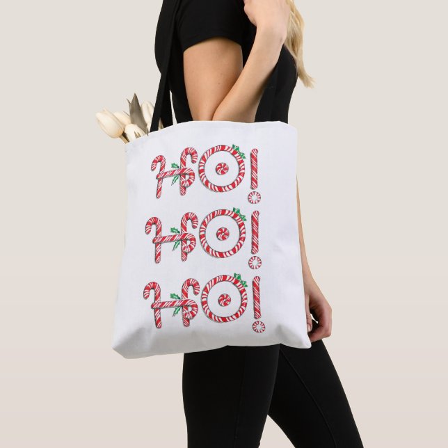 Tote Bag Sucre de canne Ho ! Ho ! Ho ! Noël mou (De près)