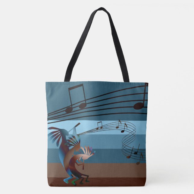 Tote Bag Sud-Ouest Kokopelli Music All-Over-Print Lg Fourre (Devant)